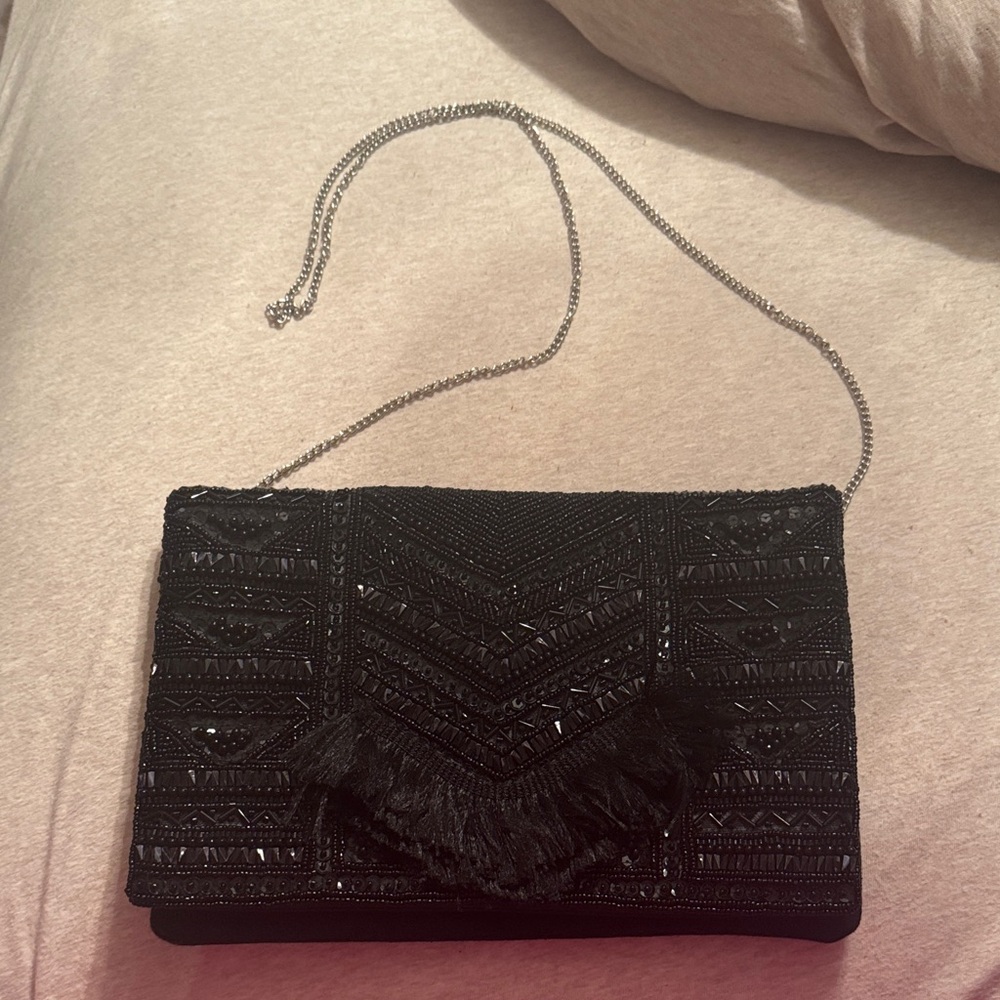 Hand sewed beaded clutch evening bag NWOT